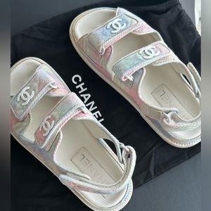 Chanel Women's Velcro Dad Sandals Quilted
Multicolor Canvas